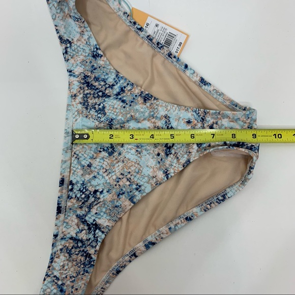 Kona Sol Blue Multi Python Print Hipster Medium Coverage Bikini Bottoms Swimsuit - Picture 7 of 16